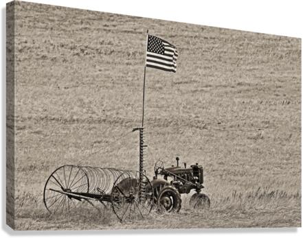 Flag on a Tractor  Canvas Print