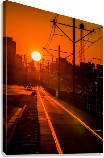 Sunset on tracks  Canvas Print