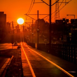 Sunset on tracks