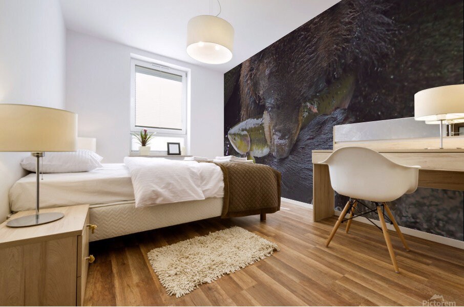 Bear greets Fish Mural print