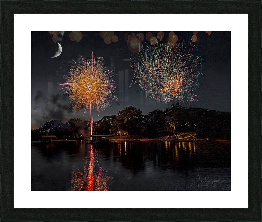 Lakeside Fireworks in Minnesota  Framed Print Print
