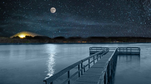 Moon over Island Lake by Jim Radford
