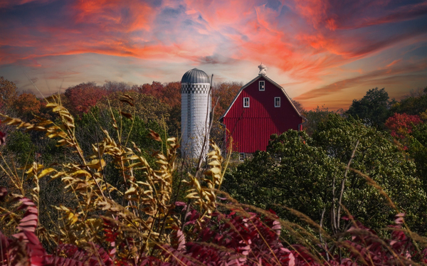 Burning Barn of Autumn by Jim Radford