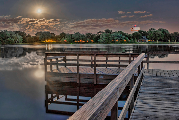 Rising moon on Island Lake by Jim Radford