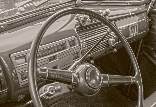 Steering antique Ford by Jim Radford