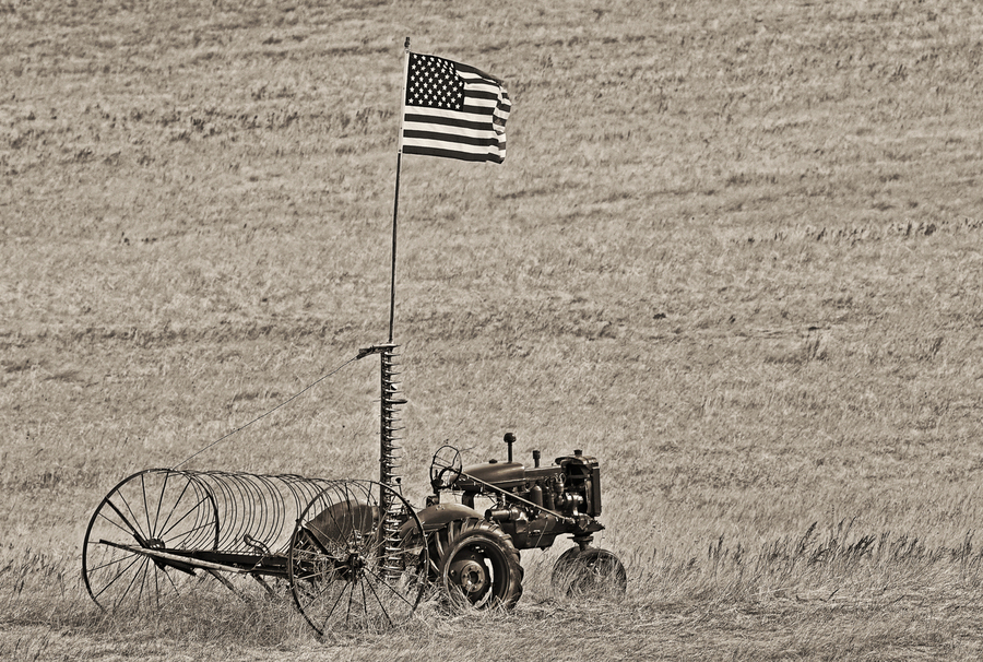 Flag on a Tractor  Print
