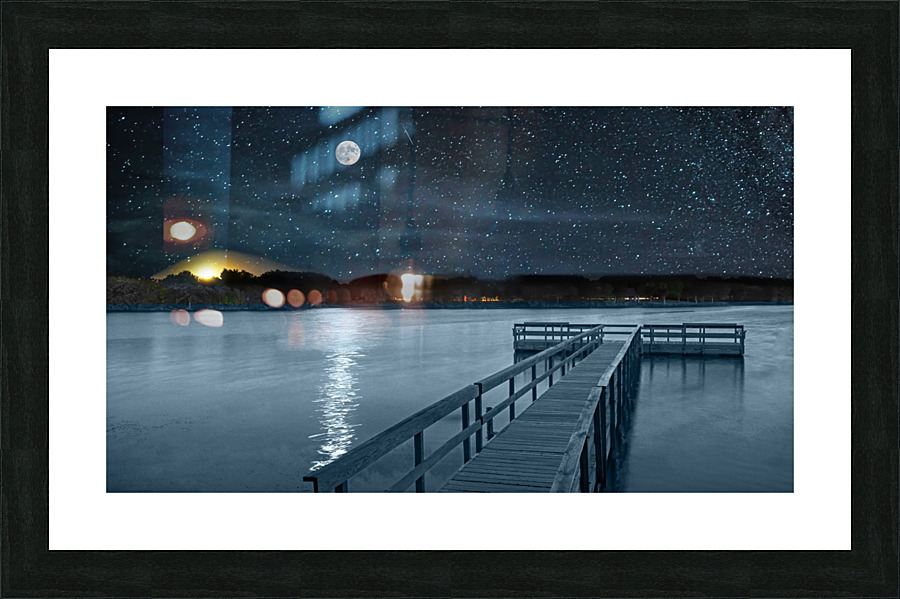 Moon over Island Lake  Framed Print Print