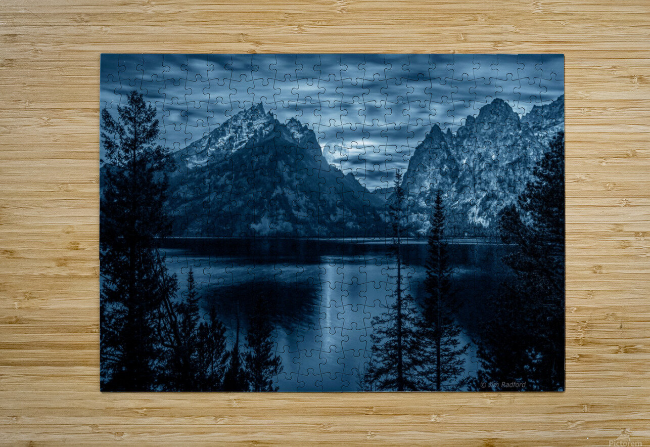 Moon over Jenny Lake  HD Metal print with Floating Frame on Back