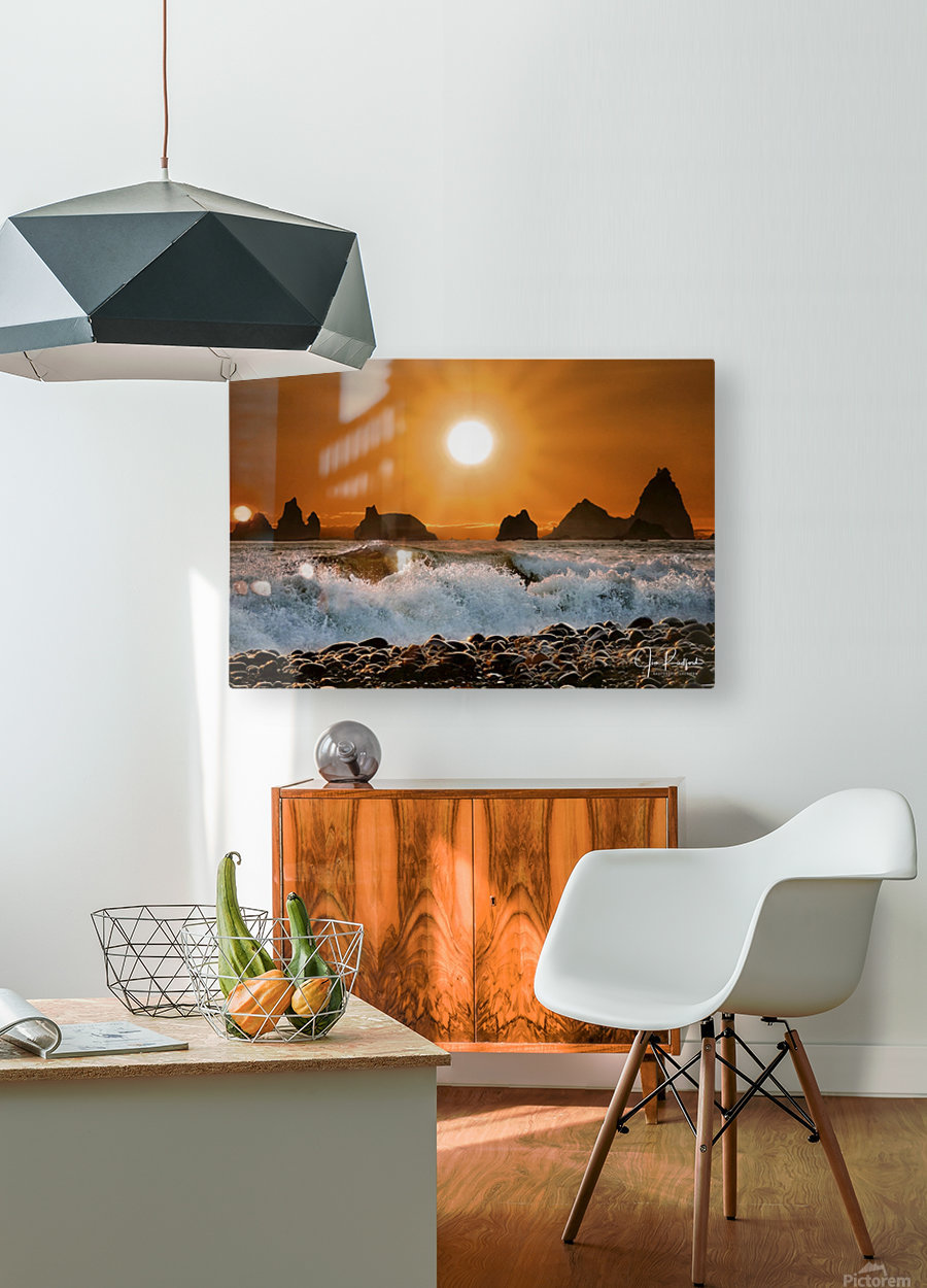 Sunset at Rialto Beach  HD Metal print with Floating Frame on Back