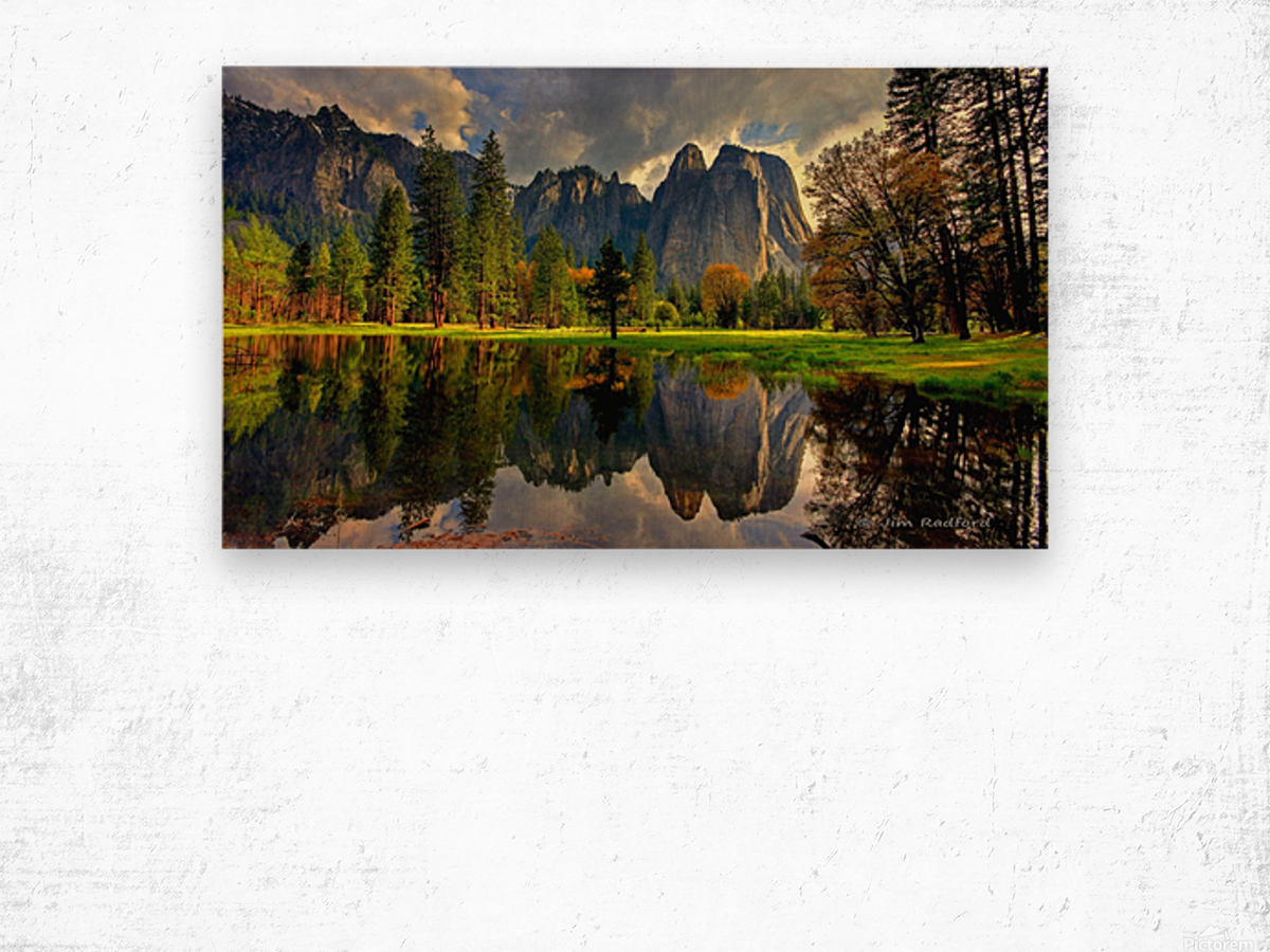 Cathedral Rock Yosemite Wood print